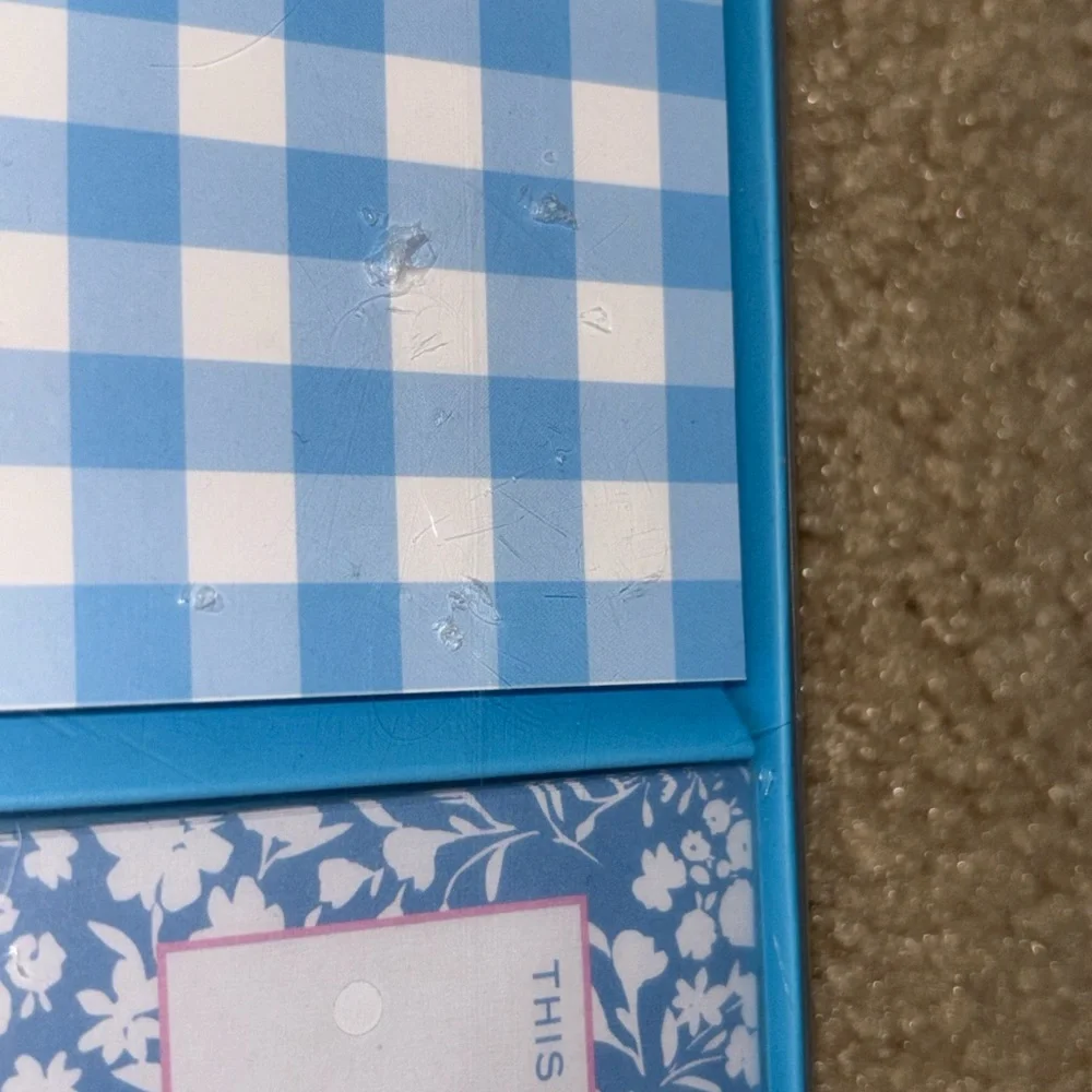 Draper James Book Club Kit Sticky Notes Journal Set Light Blue Check Print New